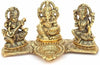 Design Gold Plated Lakshmi Ganesh Saraswati Idol with Deepak Showpiece